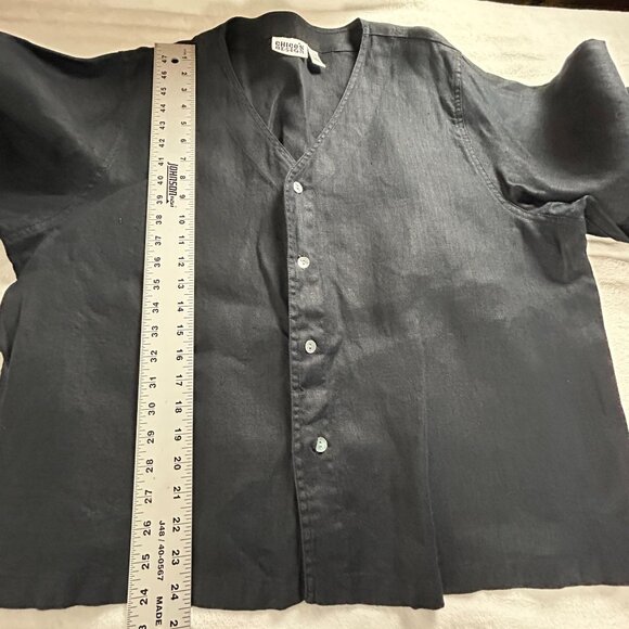 Chico's Womens Linen Collarless Long Sleeve Button Down Top Size 3 Lightweight - Picture 7 of 7